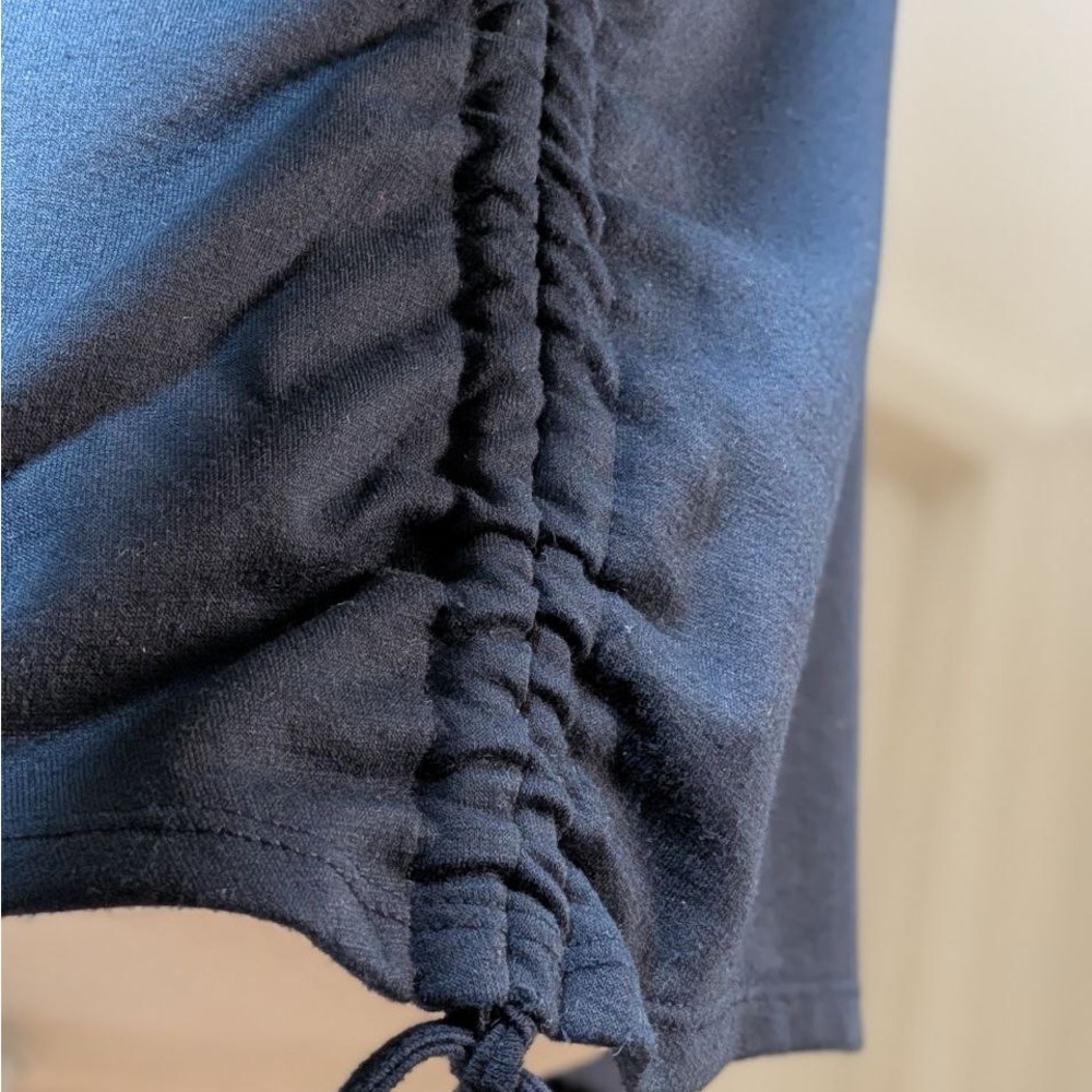 COMO VINTAGE Navy Blue Side Cinch Ruched Long Sleeve Top Medium - Picture 3 of 7